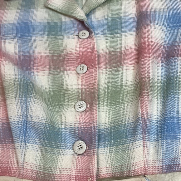 Vintage Jo Lester Dress Wrap Pastel Plaid Flower Size Small - Picture 8 of 16